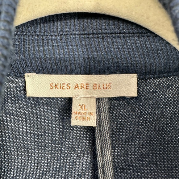 Skies Are Blue Womens XL Navy Blue Ribbed Blazer Jacket Dark Academia Preppy - Picture 4 of 10